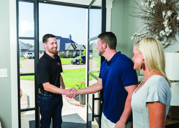 Greeting at the door Greeting at the door